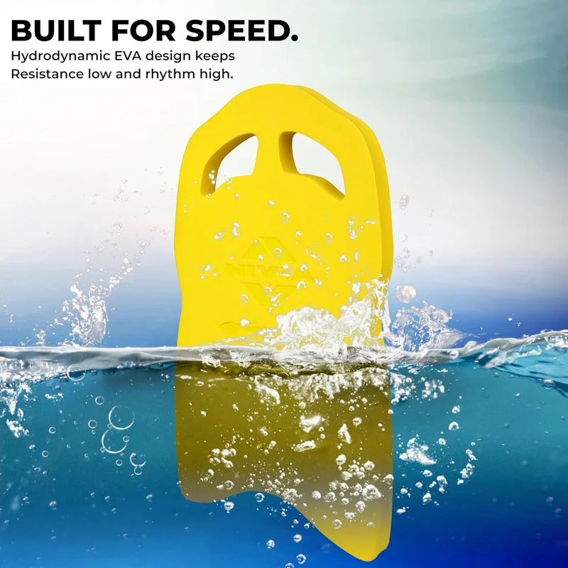 نيفيا Nivia SpeedBoard for Swimming - Kickboard for Beginners Training, Float Pad with All Holding Angles (Yellow)