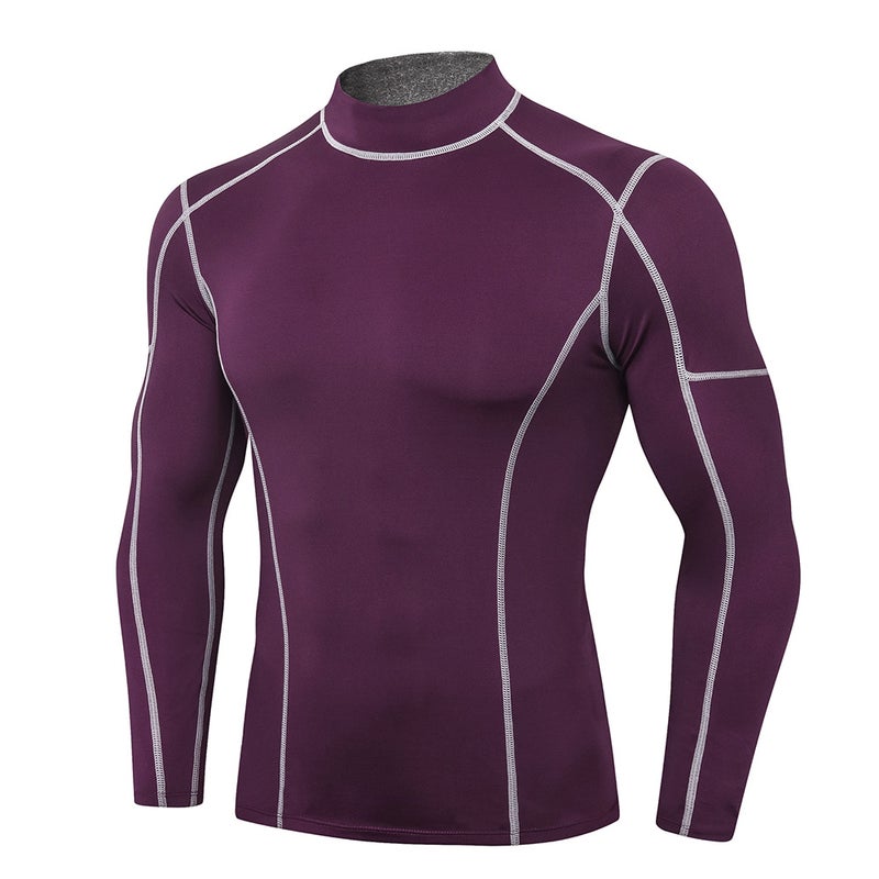 Men Sport Shirts Long Sleeved T-shirt Turtleneck Quick-Dry Performance Athletic Gym Running Workout Training Tees Casual Tops - Image 4