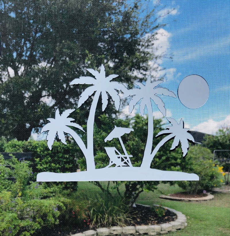 DCentral Beach Scene Flexible Vinyl Safety Screen Magnets DoubleSided WhiteEasier to See Decorative Helps to Stop Walking into Screens for NonRETRACTABLES Size W 95 x L 7