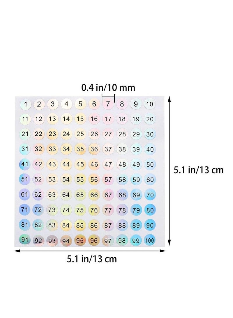 10 ورقات من 1 إلى 200 ملصقات أرقام متتالية دائرية صغيرة عاكسة بالليزر ذاتية اللصق لتخزين وتنظيم ملصقات الملصقات وزجاجة طلاء الأظافر وعيدان الأظافر وملصقات أرقام المدرسة - Image 2