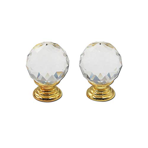 Mcredy Drawer Knobs Crystal Knob 1 in Transparent Gold Base with Screws Set of 8 - Image 3