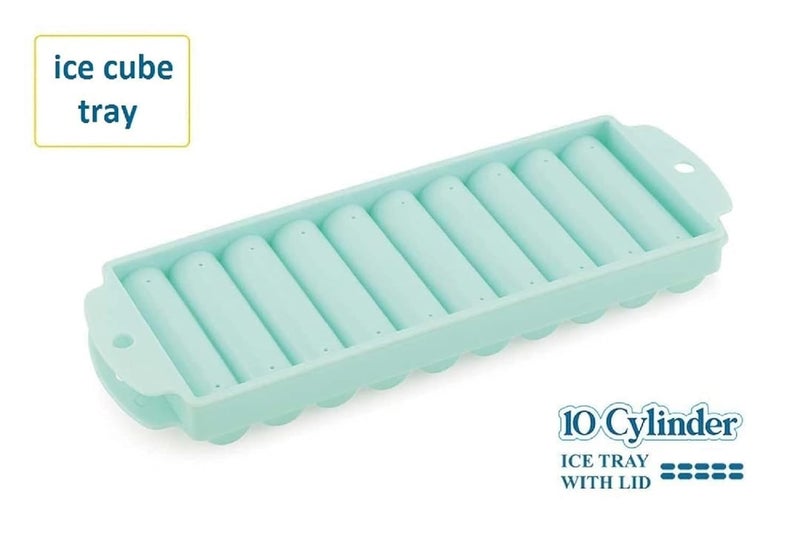 FoodGrade Polypropylene Plastic PP BPAFree Durable DishwasherSafe Long Round Stick Shape Ice Cube Traye with Lid 10Cylinder Sticks for Water Bottle Pack of 3  - Image 3