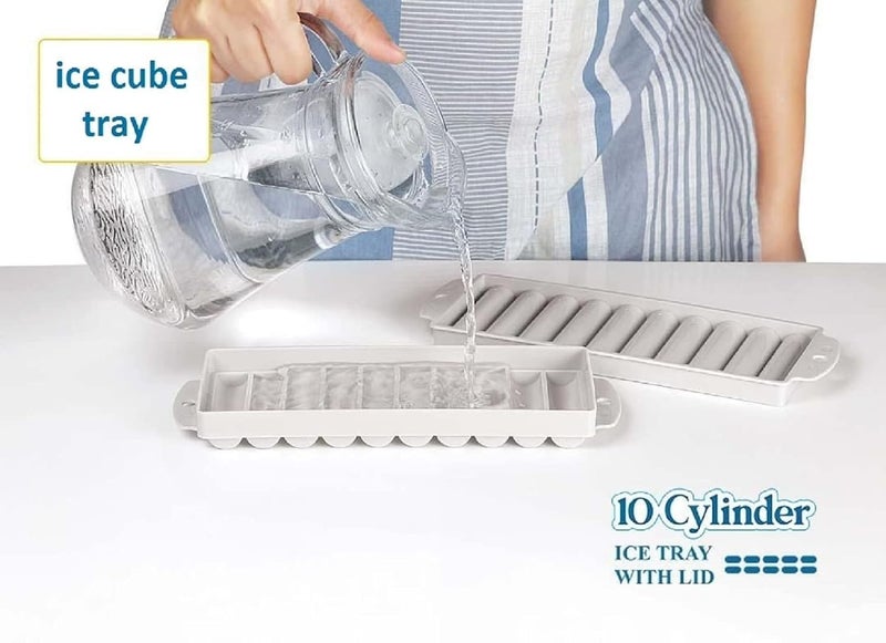 FoodGrade Polypropylene Plastic PP BPAFree Durable DishwasherSafe Long Round Stick Shape Ice Cube Traye with Lid 10Cylinder Sticks for Water Bottle Pack of 3  - Image 5