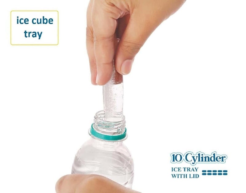 FoodGrade Polypropylene Plastic PP BPAFree Durable DishwasherSafe Long Round Stick Shape Ice Cube Traye with Lid 10Cylinder Sticks for Water Bottle Pack of 3  - Image 2