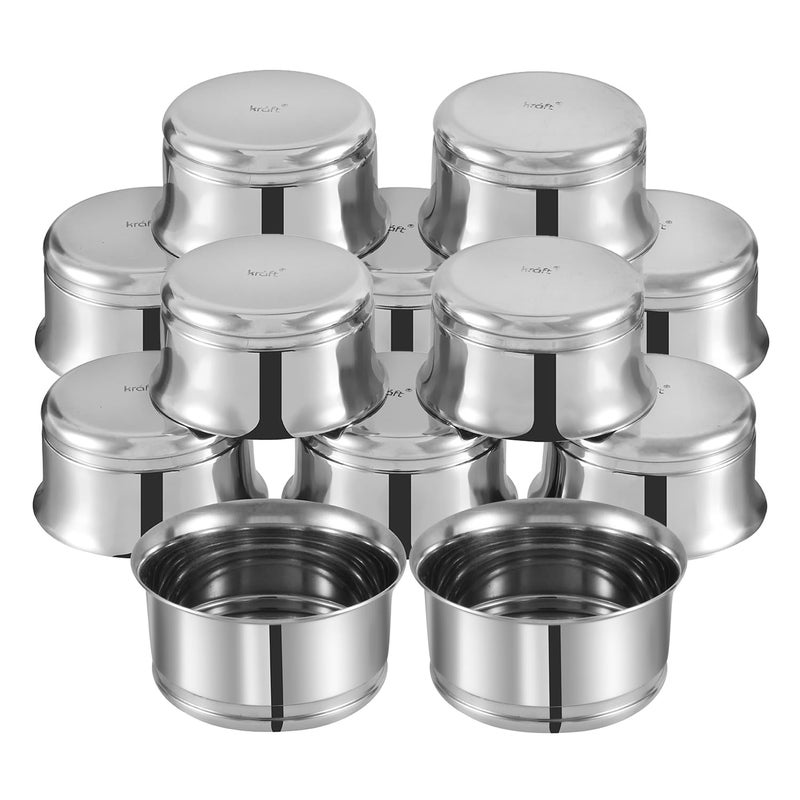 VINOD Vinod Kraft Pari Stainless Steel Serving Bowl Set Of 1210Cm Medium Ice Cream Desert Fruits KatoriVati Set Food Grade Mirror Finish Bpa Free 2 Years Warranty 143 Ml - Image 1