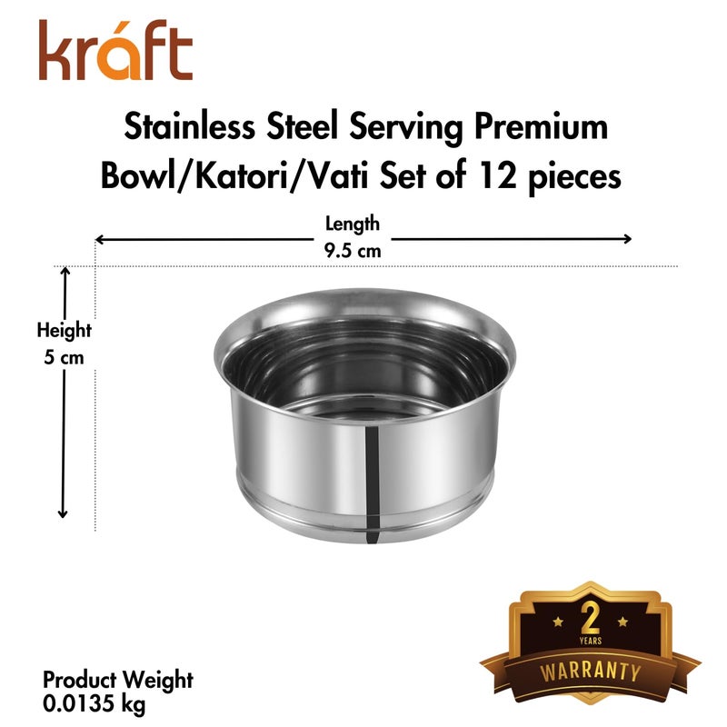 VINOD Vinod Kraft Pari Stainless Steel Serving Bowl Set Of 1210Cm Medium Ice Cream Desert Fruits KatoriVati Set Food Grade Mirror Finish Bpa Free 2 Years Warranty 143 Ml - Image 5