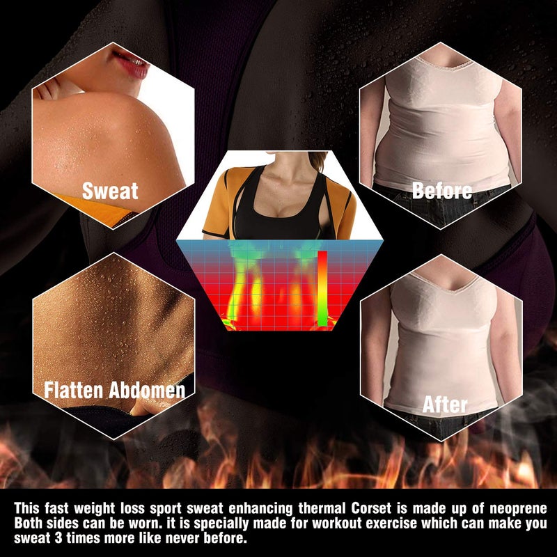 NonEcho Women Sauna Body Shaper Sweat Suit Sleeve Spa Cami Hot Neoprene Slimming Workout Vest Waist Trainer Top - Image 2