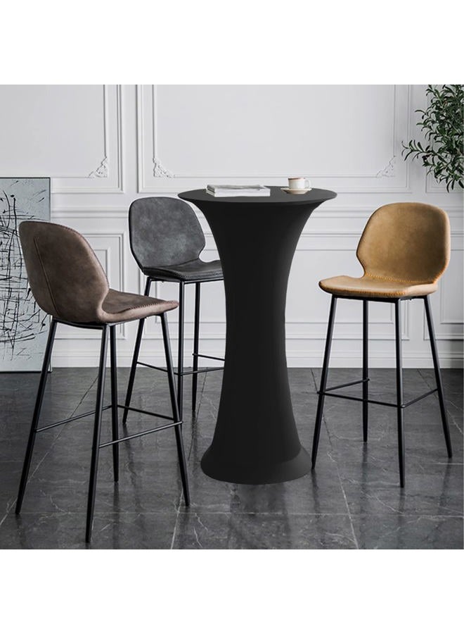 Jusmate Cocktail Spandex Stretch Round Tablecloth, 2 Pack 24"x43" Fitted Highboy Stretch Table Cover High Top Round Cocktail Tablecloth for Bar Wedding Party Banquet (Black) - Image 3