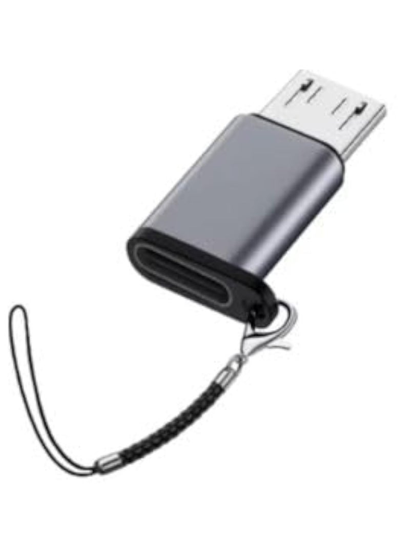 erorex Type C to Micro-USB Adapter - High-Speed Charging and Data Sync Converter - Compatible with Samsung, Huawei, Xiaomi, and More Micro USB Devices - Durable Aluminum Alloy with Keychain.  - Image 1