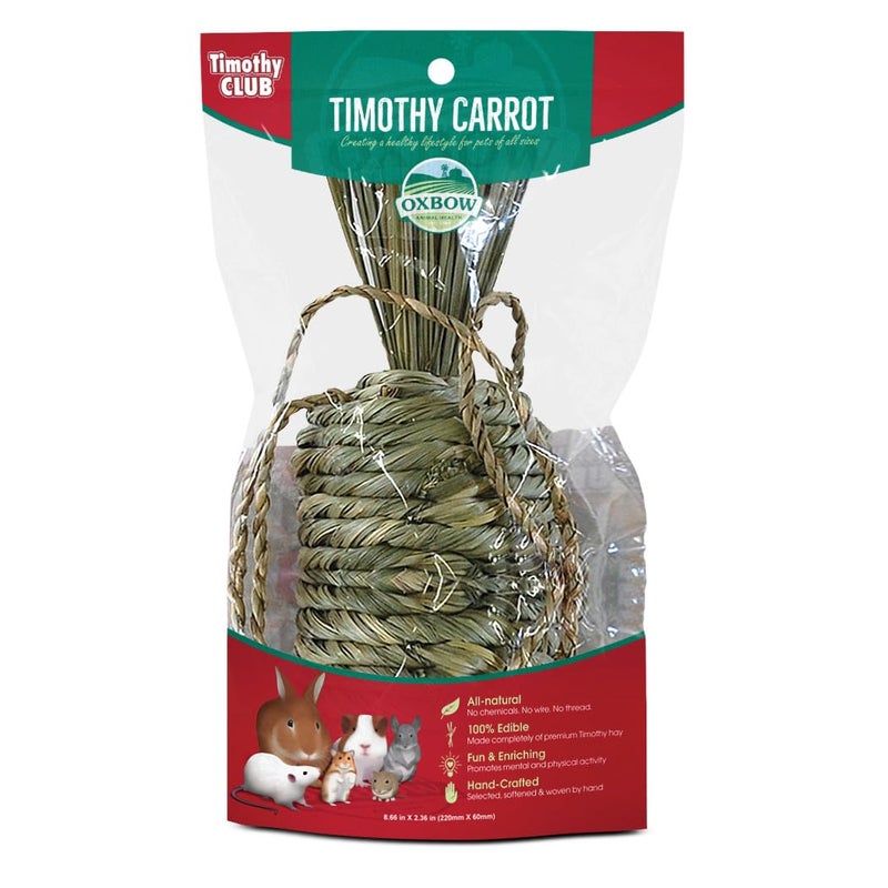 Oxbow Timothy Hay Carrot, Rabbit & Guinea Pig Toy, Edible & Hand-Woven Bunny Toy, No Wires or String, Small Pet Accessories, for Rabbits, Guinea Pigs, Chinchillas & Rats, Medium - Image 1