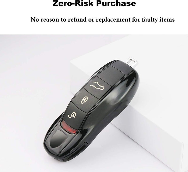 Jaronx 3PCS Remote Key Covers for Boxster Turbo Cayenne Panamera Macan Cayman 911 ,Glossy Black Key Fob Shell Cover Painted Keyless Entry Skin Protectors - Image 2