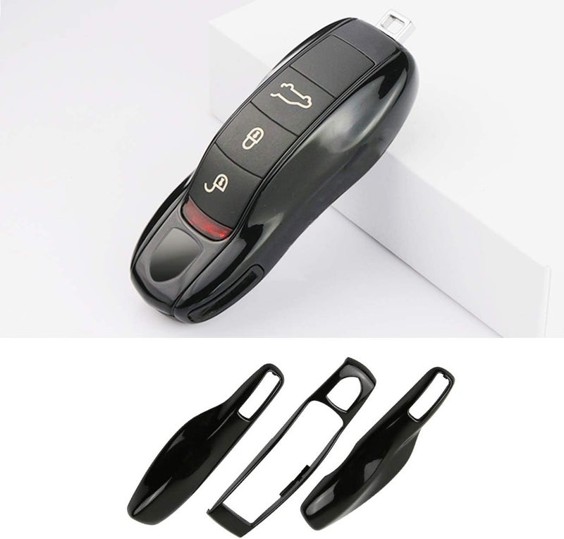 Jaronx 3PCS Remote Key Covers for Boxster Turbo Cayenne Panamera Macan Cayman 911 ,Glossy Black Key Fob Shell Cover Painted Keyless Entry Skin Protectors - Image 1