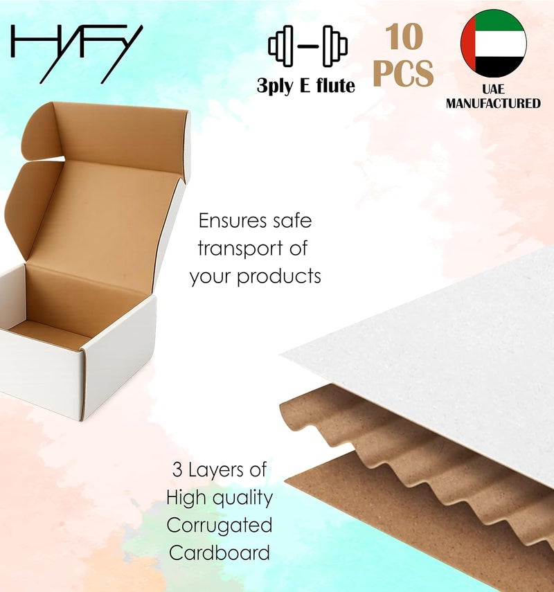 HYFY [25 PCS] Small Shipping Box 14x11x6cm - White Cardboard Boxes, Corrugated Carton for Mailing, Packaging, E-Commerce, Moving - Image 4