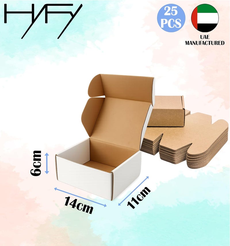 HYFY [25 PCS] Small Shipping Box 14x11x6cm - White Cardboard Boxes, Corrugated Carton for Mailing, Packaging, E-Commerce, Moving - Image 2