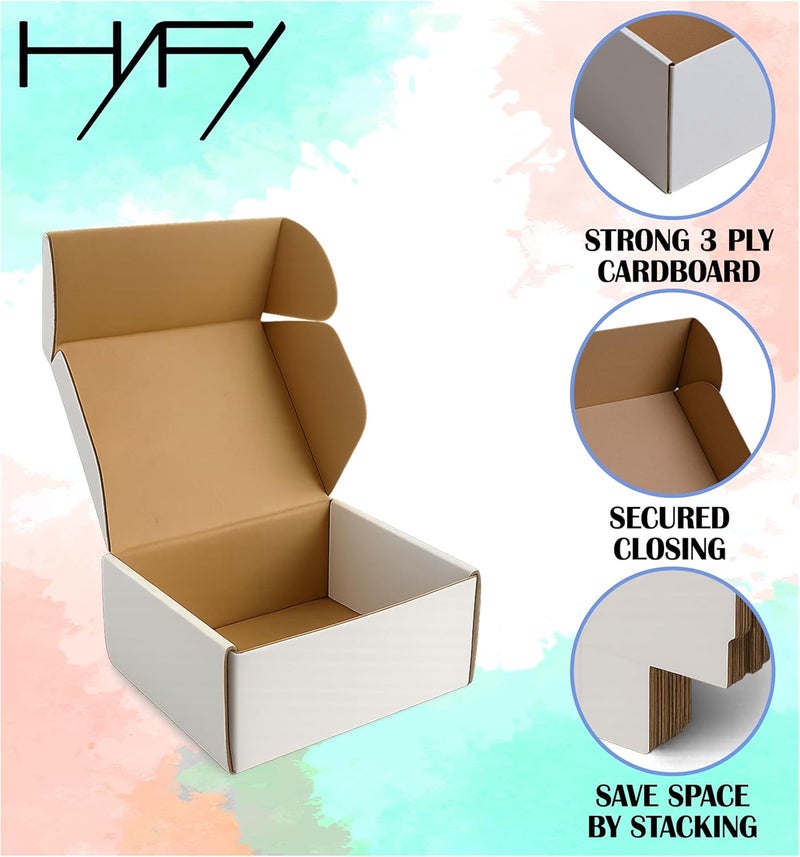 HYFY [25 PCS] Small Shipping Box 14x11x6cm - White Cardboard Boxes, Corrugated Carton for Mailing, Packaging, E-Commerce, Moving - Image 3
