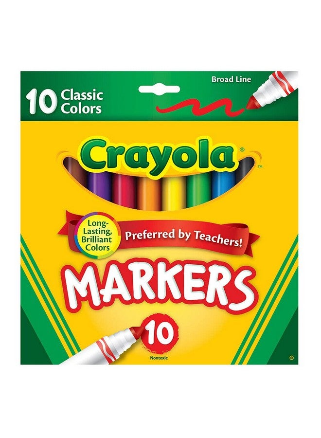 كرايولا أقلام تحديد كرايولا عريضة الخطوط، ألوان كلاسيكية، 10 لكل قلم، 10 قطع (عبوة من قطعة واحدة) - Image 1