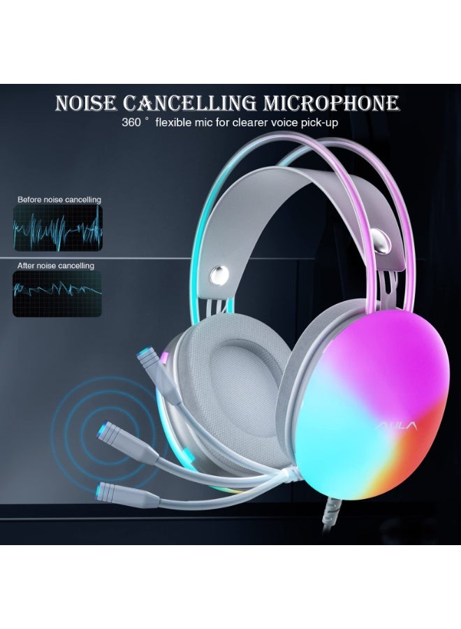 أولا سماعة رأس للألعاب RGB، صوت محيطي 7.1، سماعة رأس للألعاب USB مزودة بميكروفون Bluetooth ENC لإلغاء الضوضاء، سماعة رأس RGB بإضاءة خلفية قوس قزح  سماعة رأس بمحرك 50 مم لأجهزة الكمبيوتر PS5 PS4 Mac Switch - Image 3