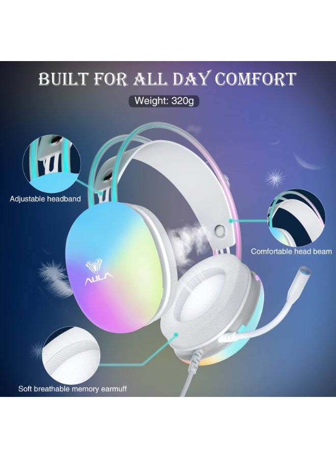 أولا سماعة رأس للألعاب RGB، صوت محيطي 7.1، سماعة رأس للألعاب USB مزودة بميكروفون Bluetooth ENC لإلغاء الضوضاء، سماعة رأس RGB بإضاءة خلفية قوس قزح  سماعة رأس بمحرك 50 مم لأجهزة الكمبيوتر PS5 PS4 Mac Switch - Image 5