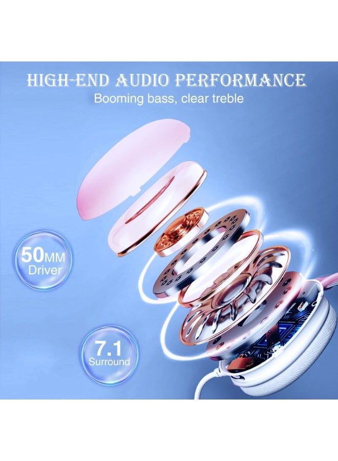 أولا سماعة رأس للألعاب RGB، صوت محيطي 7.1، سماعة رأس للألعاب USB مزودة بميكروفون Bluetooth ENC لإلغاء الضوضاء، سماعة رأس RGB بإضاءة خلفية قوس قزح  سماعة رأس بمحرك 50 مم لأجهزة الكمبيوتر PS5 PS4 Mac Switch - Image 4