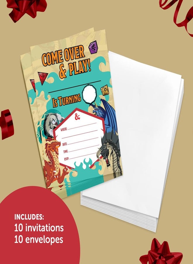 ديزرت كاكتوس بطاقات دعوة عيد ميلاد سعيد بتصميم صبار صحراوي، مستوحاة من لعبة Dungeons & Dragons (D&D)، ١٠ بطاقات مع أظرف، بتصميم دونات، مناسبة لحفلات الأولاد والبنات والأطفال (النمط C). - Image 2