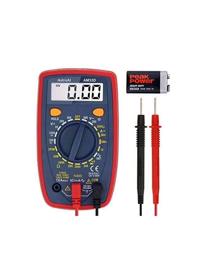 AstroAI AstroAI Multimeter Tester 2000 Counts Digital Multimeter with DC AC Voltmeter and Ohm Volt Amp Meter ; Measures Voltage, Current, Resistance; Tests Live Wire, Continuity  - Image 1