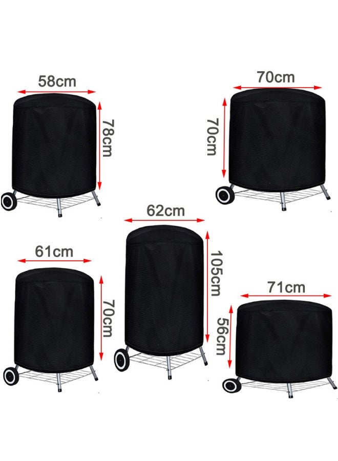 420D Round BBQ Outdoor Fire Pit Stove Cover, Grill Cover, Fire Pot Cover, Grill Cover, Oxford Cloth Dust Cover, Silver 61x70cm - Image 2