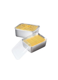 KASTWAVE Stainless Steel Cheese Storage Containers with Lids, Lunch Meat Container for Refrigerator, Airtight Deli Meat Storage Box, Preserves Cheese's Freshness and Flavor, Oven/Dishwsher/Freezer Safe, 2Pcs  - Image 1