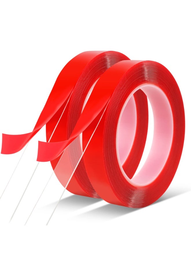 Double Sided Tape 2 Pack Heavy Duty, (3/4" Width, Total 20 FT) Clear Adhesive Waterproof Removable Double Sided Mounting Tape for Carpet Fix, Home Office Wall Decor, DIY Crafts, Car Glass Decor - Image 1