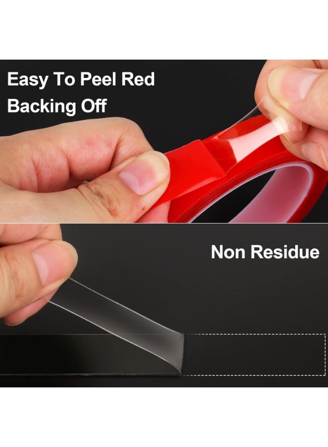 Double Sided Tape 2 Pack Heavy Duty, (3/4" Width, Total 20 FT) Clear Adhesive Waterproof Removable Double Sided Mounting Tape for Carpet Fix, Home Office Wall Decor, DIY Crafts, Car Glass Decor - Image 3