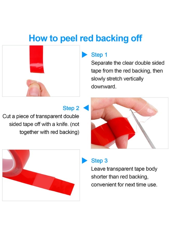 Double Sided Tape 2 Pack Heavy Duty, (3/4" Width, Total 20 FT) Clear Adhesive Waterproof Removable Double Sided Mounting Tape for Carpet Fix, Home Office Wall Decor, DIY Crafts, Car Glass Decor - Image 5