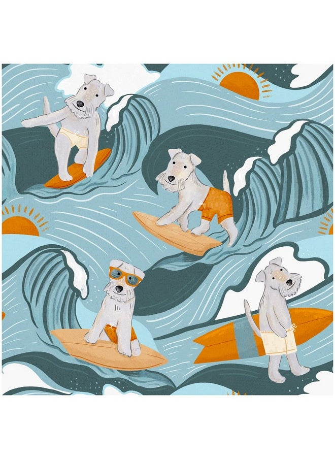 HAOKHOME 99055 Dog Wallpaper Stick And Peel Wave Removable Wall Paper Blue/Orange Vinyl Stick On Wall Mural Decor 17.7In X 9.8Ft  - Image 1