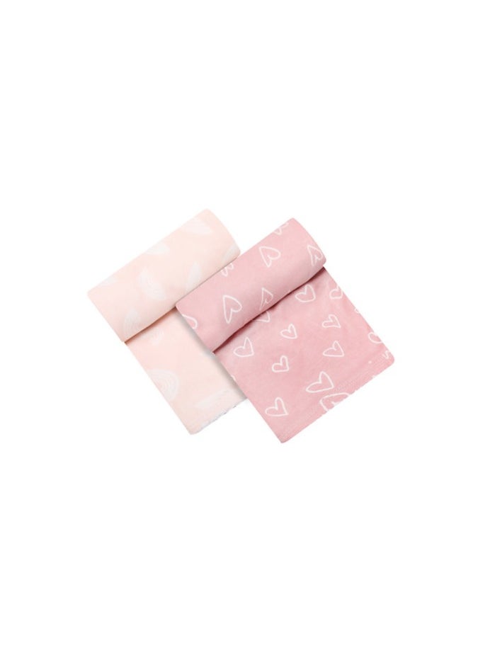 infancie 2-Pack Bamboo Jersey Baby Swaddle Wraps (80 x 80 cm) Age- Newborn to 24 Months, Pink  - Image 2