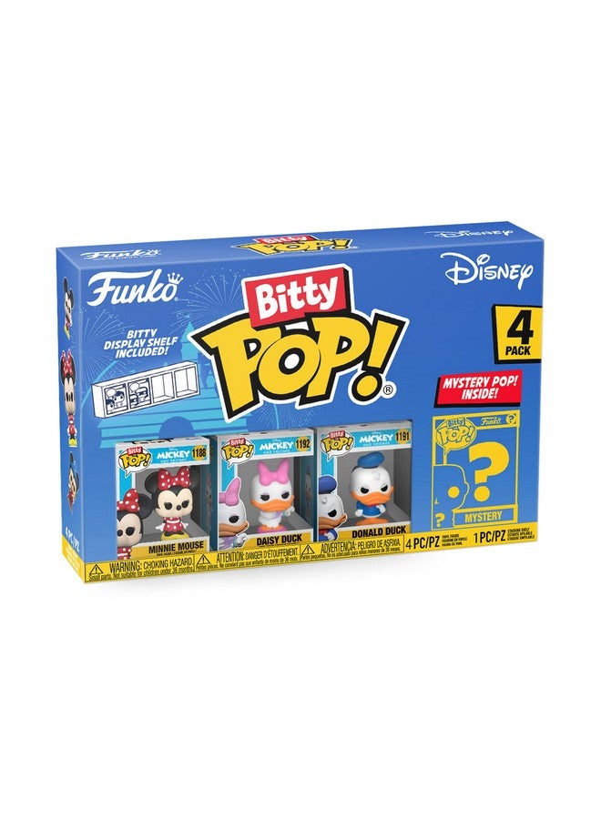 Funko Bitty POP! Disney - Minnie, 4-Pack - Minnie Mouse (red Dress), Daisy Duck, Donald Duck and A Surprise Mystery Mini Figure - 0.9 Inch (2.2 Cm) Collectable - Stackable Display Shelf Included - Image 1