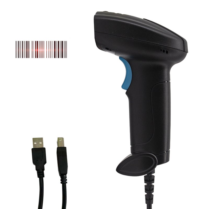 1D Barcode Scanner Handheld USB Wired Bar Code Reader Manual Trigger/Auto Continuous Scanning Support Paper Code Compatible with Windows Android Mac for Supermarket Retail Store Library Logistics - Image 1