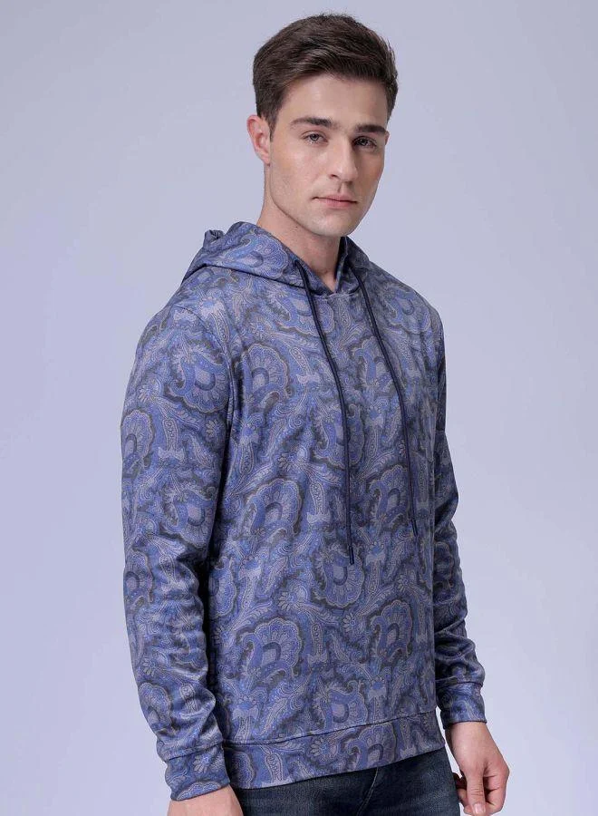 The Indian Garage Co Men Regular Fit Paisley Hooded Overhead Hooded Sweatshirt