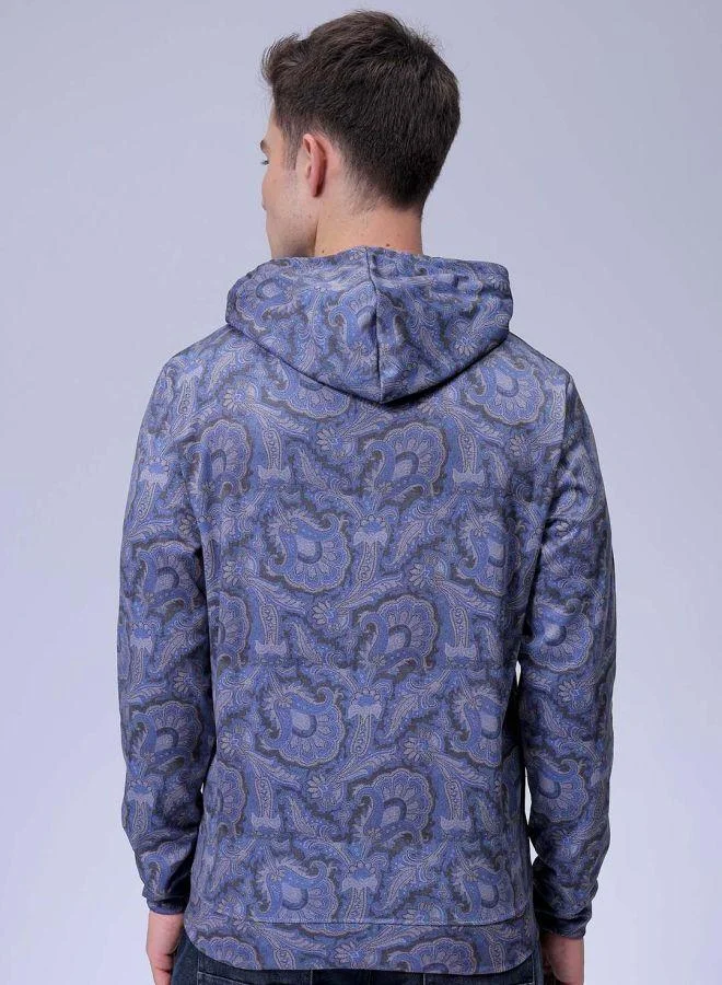 The Indian Garage Co Men Regular Fit Paisley Hooded Overhead Hooded Sweatshirt