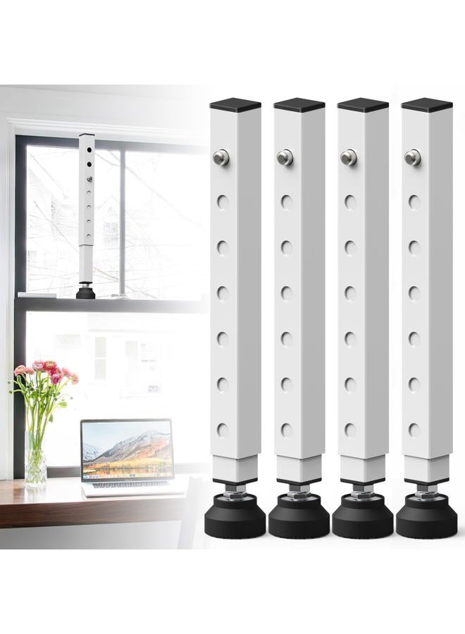 Gadgetzan Adjustable Window Security Bar,11-18 Inch Sliding Door Security Bar Lock with Rubber Base,Window Stopper for Patio Sliding Glass Door/Sliding Window/Child Safety/Anti-Theft (White - 4 Pack) - Image 1