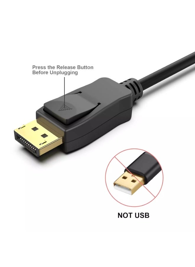 كابل DisplayPort إلى DisplayPort، مطلي بالذهب، يدعم دقة 4K@60Hz، و2K@144Hz (طول 1.8 متر) - Image 5