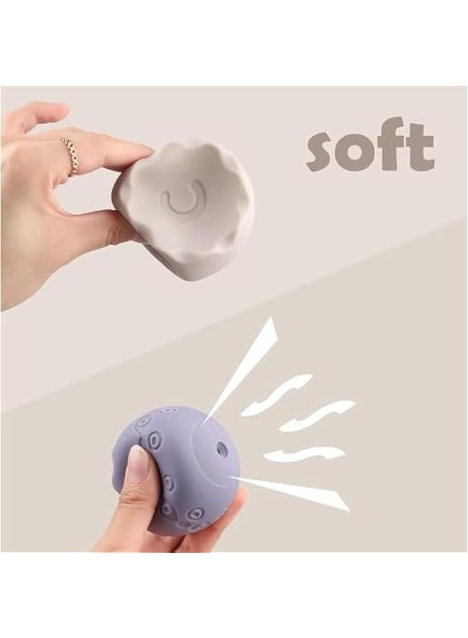 ألعاب أطفال من 6 إلي 12 شهر، ألعاب مونتيسوري للأطفال من عمر 6-12 شهر، تتضمن مكعبات بناء قابلة للتكديس وألعاب تسنين ناعمة وكرات حسية للأطفال الصغار (بيضاوية (6 قطع)، سيليكون - Image 3