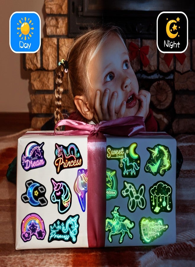 Robmoda 51 Pcs Neon Unicorns Stickers for Kids Glow in The Dark, Rainbows Sticker for Water Bottle, Vinyl Waterproof Laptop Decals for Teens Girls Boys, Students Adults Sticker Pack - Image 3