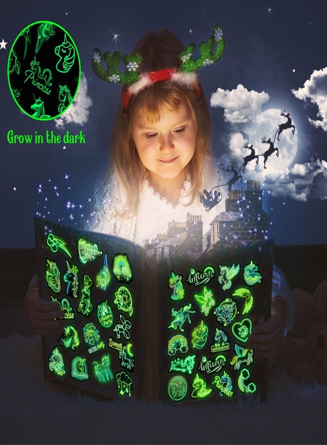 Robmoda 51 Pcs Neon Unicorns Stickers for Kids Glow in The Dark, Rainbows Sticker for Water Bottle, Vinyl Waterproof Laptop Decals for Teens Girls Boys, Students Adults Sticker Pack - Image 2