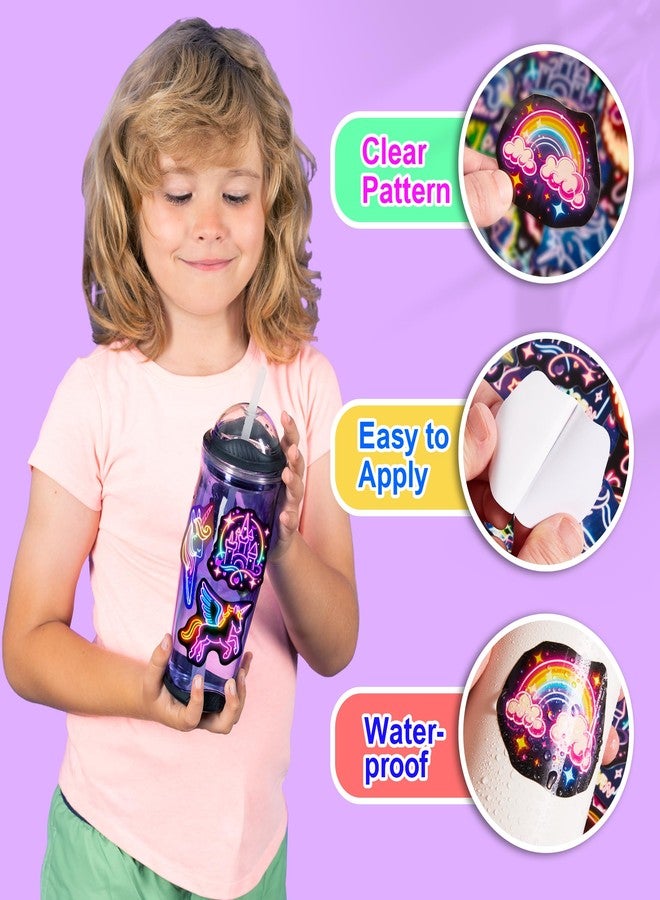 Robmoda 51 Pcs Neon Unicorns Stickers for Kids Glow in The Dark, Rainbows Sticker for Water Bottle, Vinyl Waterproof Laptop Decals for Teens Girls Boys, Students Adults Sticker Pack - Image 5