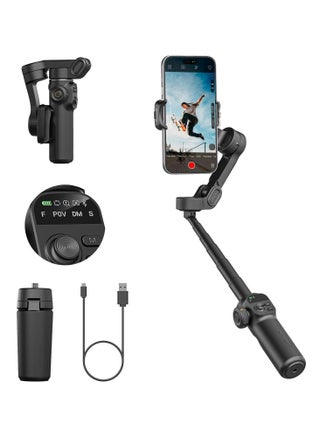 Smart X2 Gimbal Stabilizer, 3-axis Smartphone Gimbal Built-in 20cm Extension Rod, Portable Tripod, 360°Rotation Tracking Shooting, Video Recording, Black - pzsku/ZF20A5E64FF44CF45EF43Z/45/1745390120/d618a04c-e03a-4471-be7a-cbb60d205608