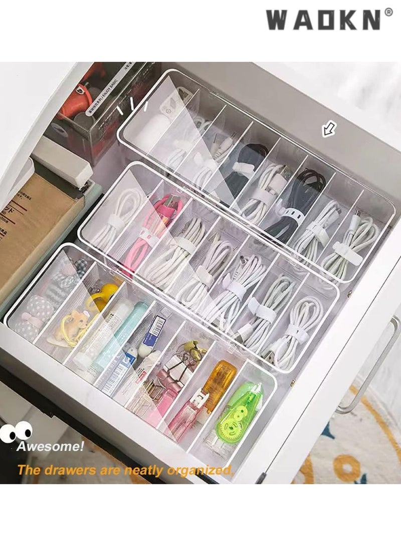 WAOKN Data Cable Organizer Box, Clear Electronics Organizer Boxes, Plastic Cable Management Box, 8 Capacity Acrylic Charger Organizer, Electronics Organizer for Office, Home Use - Image 2