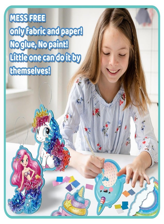 ATFUNSHOP 8 Packs Poke in Crafts Art Kits for Girl, Unicorn Mermaid Mess Free Kids' Paper Craft Kits, Birthday Gift for Girls 4 5 6 7 8 9 Years Old, DIY Presents, Mess Free Art Activity - Image 4