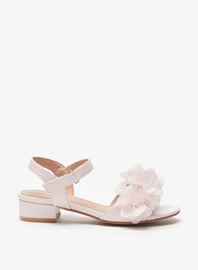 فلورا بيلا من شو إكسبرس Girl's Embellished Strappy Sandals With Hook And Loop Closure Ramadan Collection
