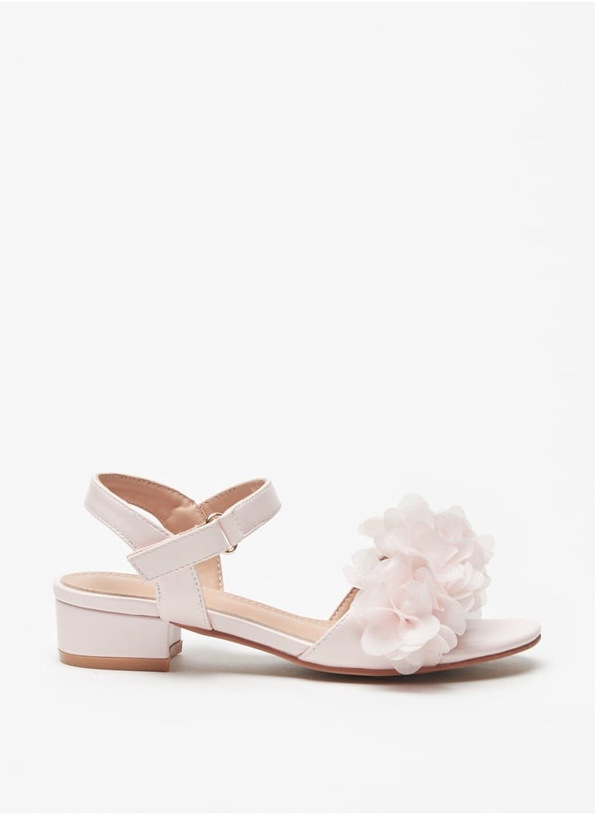Flora Bella By Shoexpress - Girl's Embellished Strappy Sandals With Hook And Loop Closure Ramadan Collection - Image 1