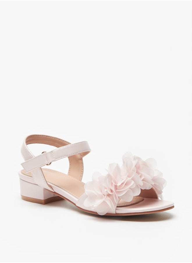 Flora Bella By Shoexpress - Girl's Embellished Strappy Sandals With Hook And Loop Closure Ramadan Collection - Image 1