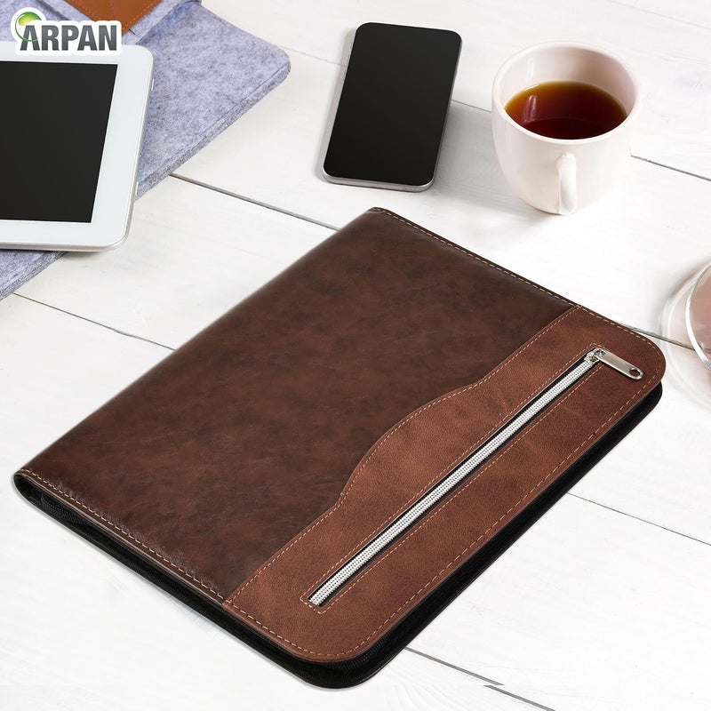 Arpan Soft Touch Conference Folder Portfolio A4 with Calculator & Pad - Chocolate Brown - Image 2