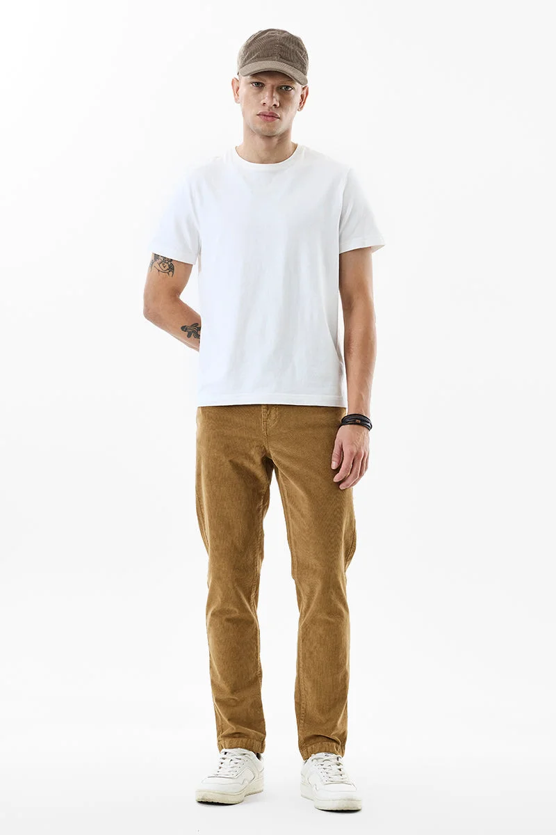 سنيتش Regular Fit Stretch Corduroy Tan Trousers